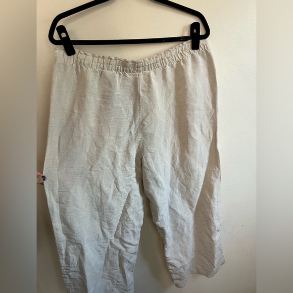 H&M linen cropped wide leg pants elastic waistband - Picture 4 of 6